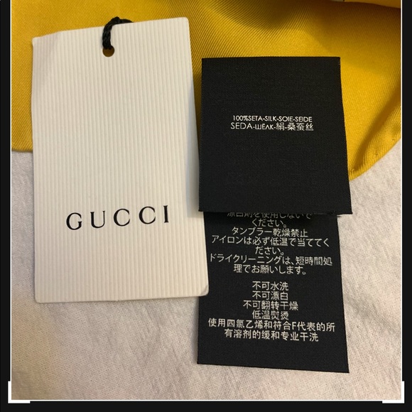 Gucci NWT Yellow Gg Logo Letter Silk Scarf - Picture 5 of 6